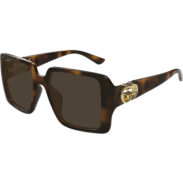 Gucci Woman GG1692S 002 Sunglasses Injected Havana Brown Squared
