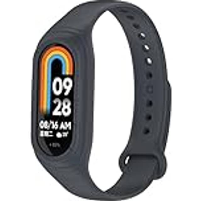 YKNIUFLY Armband kompatibel med Xiaomi Smart Band 8 NFC, TPU mjuk silikon, halkfri, justerbar ersättningsrem, skyddsfodral och rem i ett., Grå stål platina, Xiaomi Smart Band 8 NFC