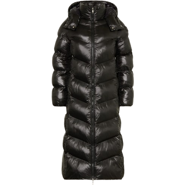 Water-repellent puffer jacket with logo belt - Black