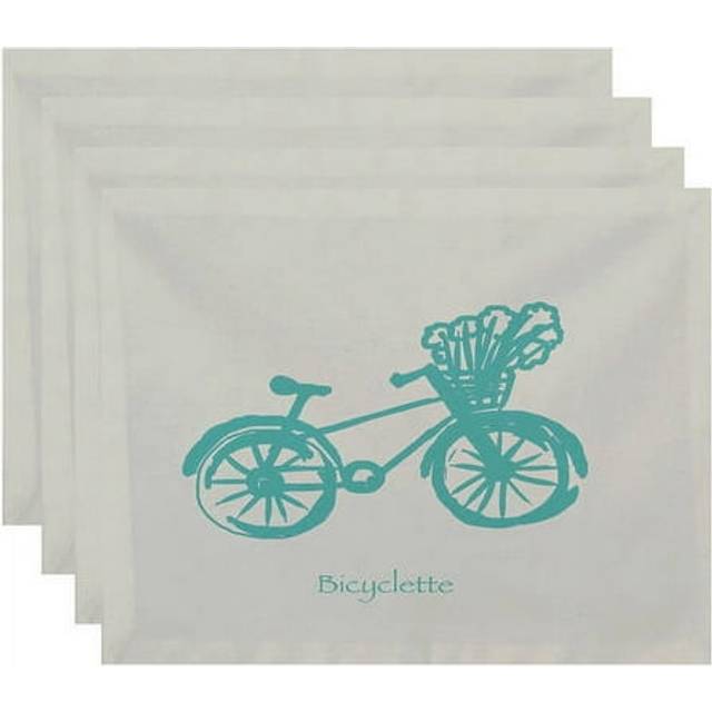 E By Design Polyester Decorative Placement  Bicyclette  18 by 14