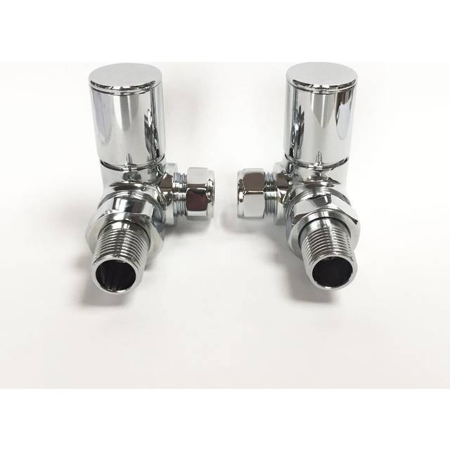 Anthracite Corner Radiator Valves - Pair - Chrome