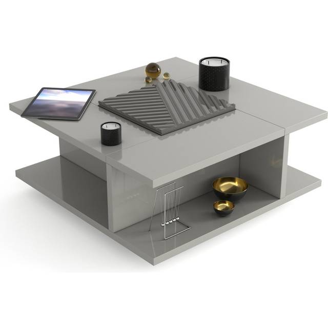 Deangleo 1 FLAP COFFEE TABLE WITH STORAGE SPACE - Grey (38cm H X 85cm W X 85cm D)