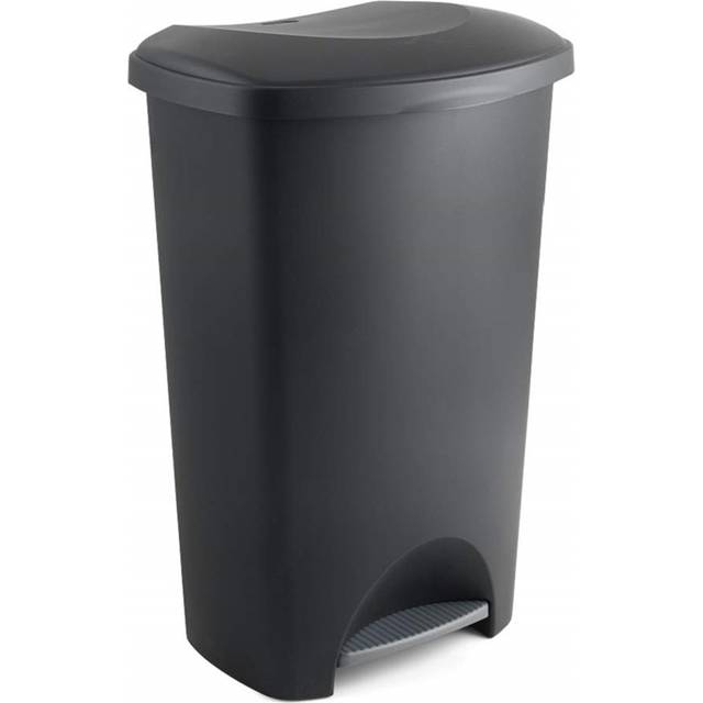 Roselli Home Kitchen Utility Bucket with Silver Pedal 50 Litre Step On Trash Can - Black (50L)