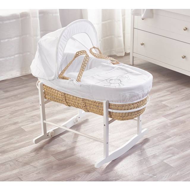 Kinder Valley Teddy Wash Day Palm Moses Basket with Bedding Natural 30cm H X 47cm W X 86cm L