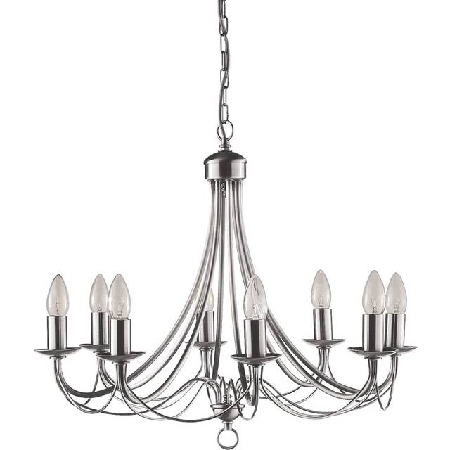 Georgetown Candle Style Chandelier - Satin Silver (46cm W)