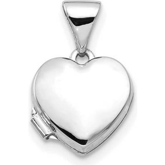 14K White Gold Polished Heart-Shaped Locket Pendant