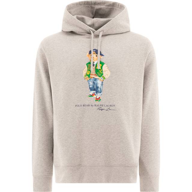 Polo Ralph Lauren Mens Grey Preppy Bear Fleece Cotton-blend Hoody L - GREY
