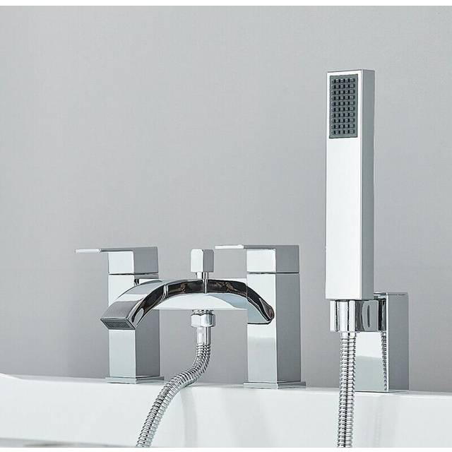 Chrome Waterfall Bathtub Bar Bath Shower Mixer Valve Set Taps Hand Shower Tap (10.7cm)