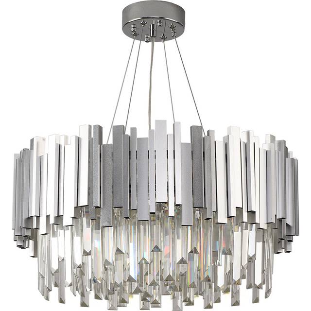 Abaz Modern Chandelier Crystal Light, Crystal Ceiling Light - Silver (55 x 30 cm)