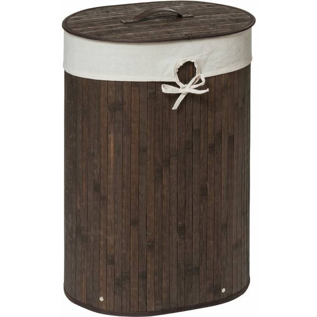 Oval Wicker Laundry Bin - Brown (57cm H X 40cm W X 30cm D)