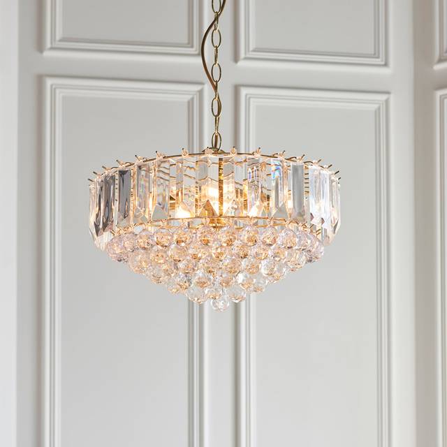 Kacey Crystal Chandelier - Bright Brass Plate (42cm H x 45 cm W x 45 cm D)