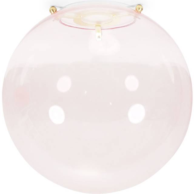 Valuelights Frenchie Pink Tinted Glass Globe Gold Easy Fit Lamp Shade With Led Bulb - One Size