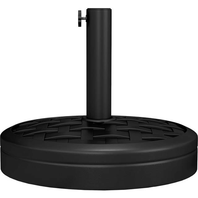 18Kg Concrete Umbrella Parasol Base With Rattan Effect - Black (36cm H X 45cm W X 45cm D)