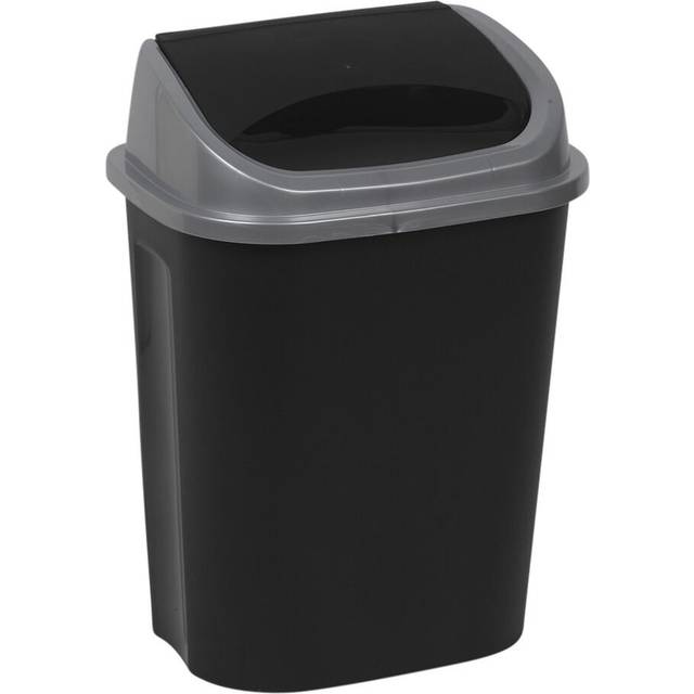 Plastic Swing Top Rubbish Bin - Black;Grey (26.4172)