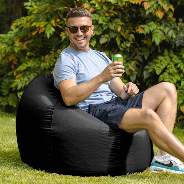 Veeva Classic Indoor Outdoor Bean Bag Chair - Black (Medium)