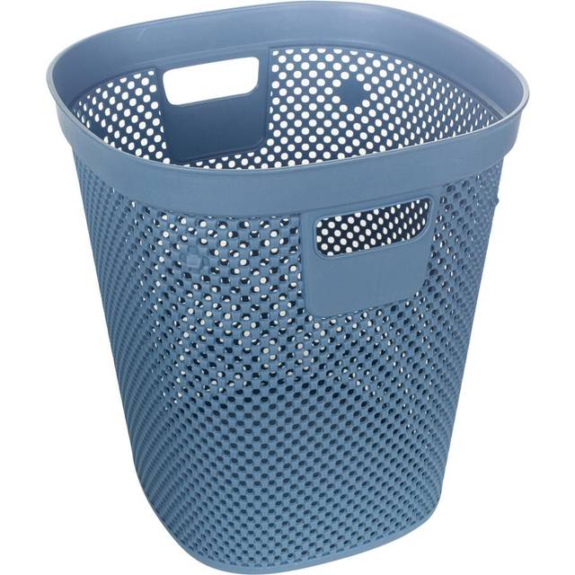 12.5L Rattan Effect Large Plastic Home Office Dustbin - Teal (13.21L)