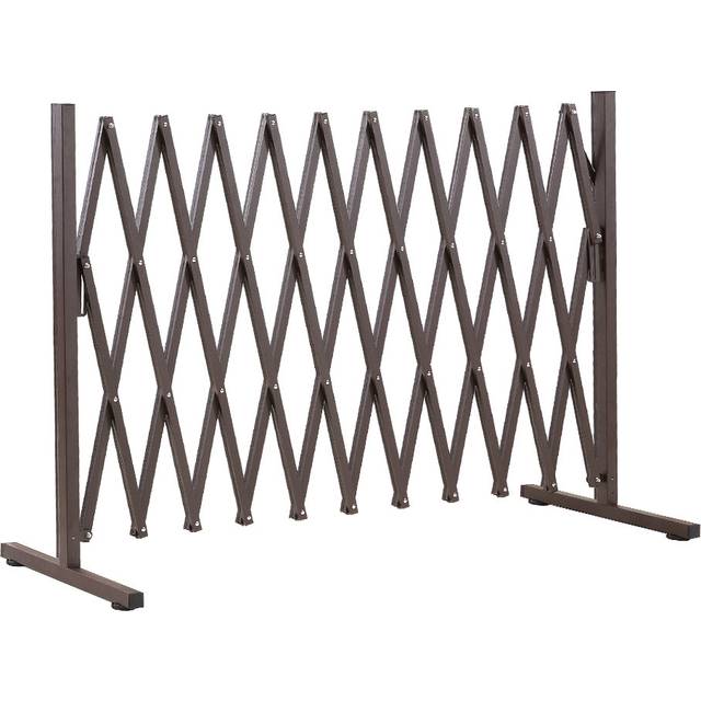Security Gate Pet Baby Metal Barrier Garden Indoor Outdoor Expandable 3.3m - Brown (97cm H X 330cm W X 46cm D)