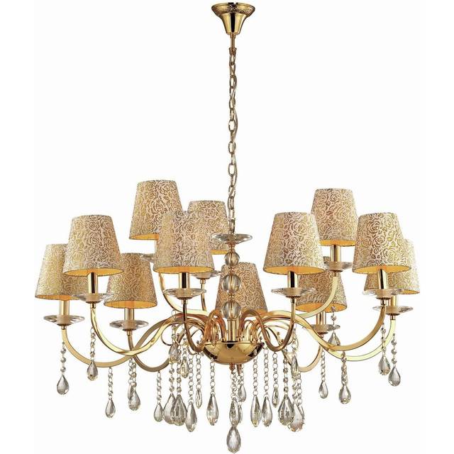 Shreya 12-Light Shaded Chandelier - Gold (80cm H X 97cm W X 97cm D)