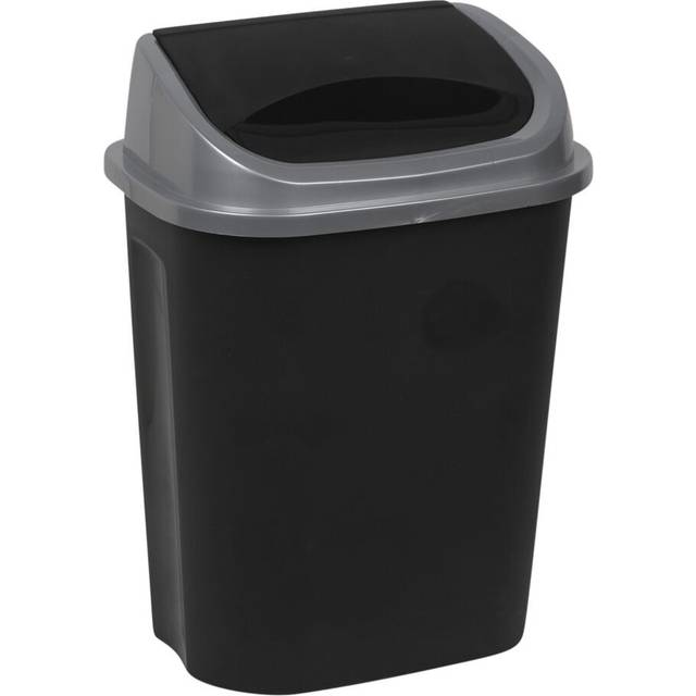 Plastic Swing Top Rubbish Bin - Black;Grey (52.8344)