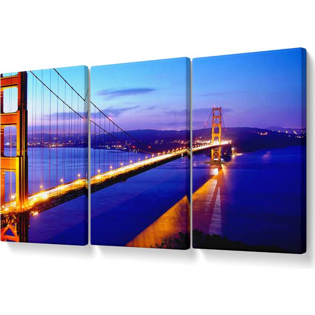 San Francisco Bridge Afar - 3 Piece Wrapped Canvas Graphic Art Set (101.6cm H x 203cm W)