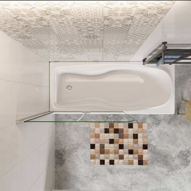 Danbury Semi-Frameless Bifold Bath Screen Shower Door - Chrome (140cm H x 110cm W)
