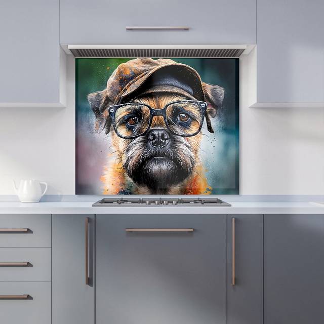 Border Terrier Dog Splashart Kitchen Splashback - W600mm x H600mm
