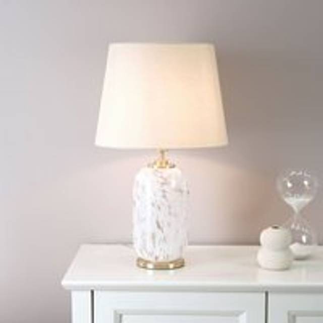 52.5cm Glass Table Lamp - White (37cm H X 81cm D)