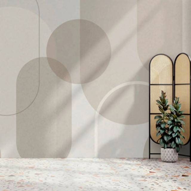 Art For the Home Arched Geometric Muted Colours Print To Order Mural - Grey (12,192cm L X 711.2cm W)