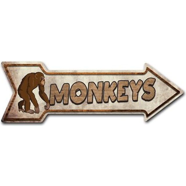 SignMission D-A-10-999736 10 x 30 in. Indoor & Outdoor Decor Direction Sticker Vinyl Wall Decals - Monkeys - 24 in.