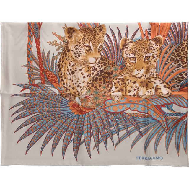 Ferragamo Women Leopard print silk scarf Orange