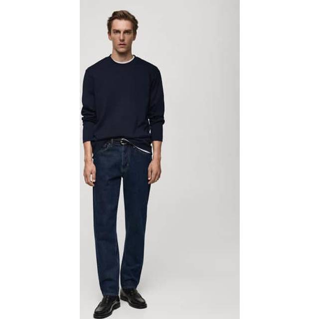 Long sleeve regular fit T-shirt dark navy - Man - XS - MANGO MAN - Dark Navy