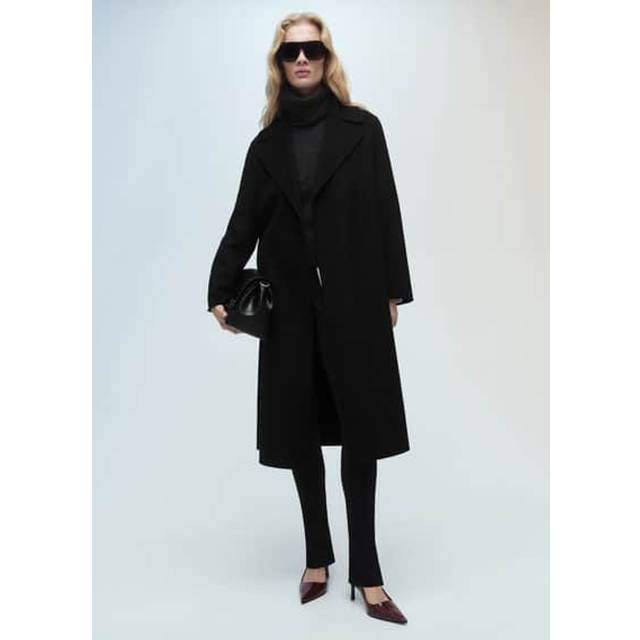 Mango Batin Wool Blend Coat, Black