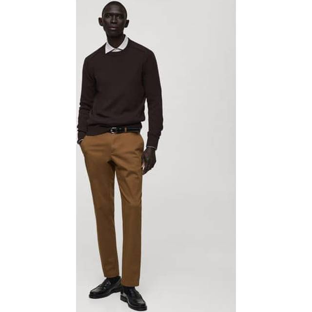 Mango Cotton Blend Tapered Fit Chinos, Beige