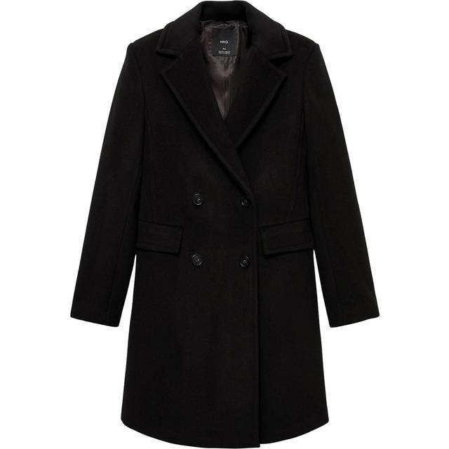 MANGO Doublebreasted Wool Coat Dam Jackor Stl. XXL - Från Magasin - Black (XXL)