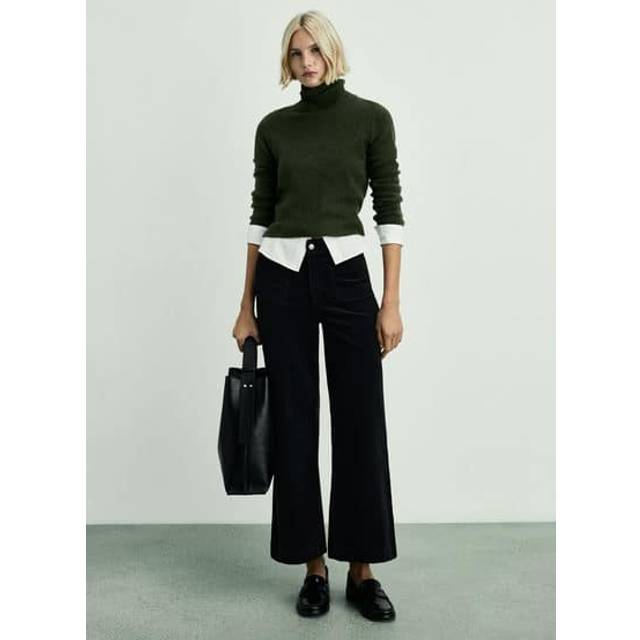 Catherin culotte corduroy trousers black - Woman - 8 - MANGO - Black
