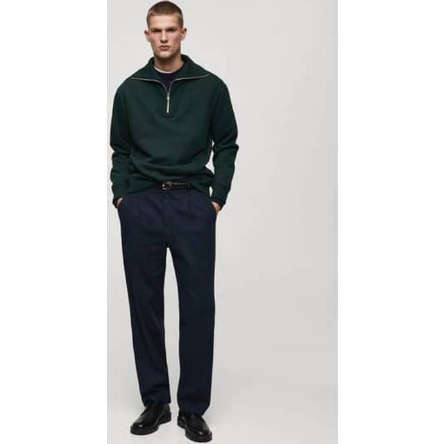 Regular-fit zip-neck sweatshirt green - Man - S - MANGO MAN - Green