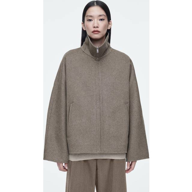 Oversized Double-Faced Wool Jacket - Beige - S