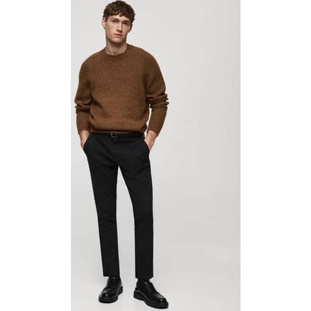 Mango Cotton Blend Tapered Fit Chinos, Black