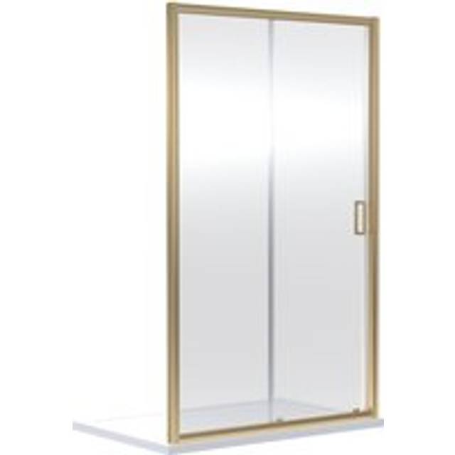 6mm Toughened Safety Glass Reversible Sliding Shower Door - 1400mm - Brushed Brass