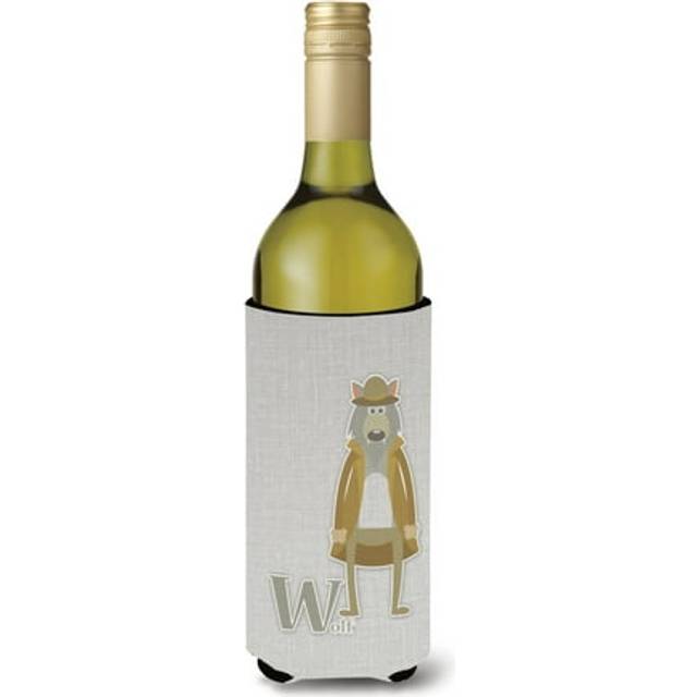 Caroline's Treasures Alphabet W for Wolf Wine Bottle Beverage Insulator Hugger  Multicolor  750ml