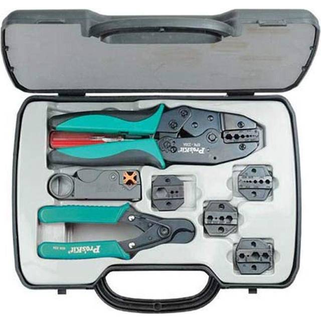 ProsKit 500001 Coax Crimping Kit  Crimp Frame  5 Dies  Rotary Stripper  Multi  One Size