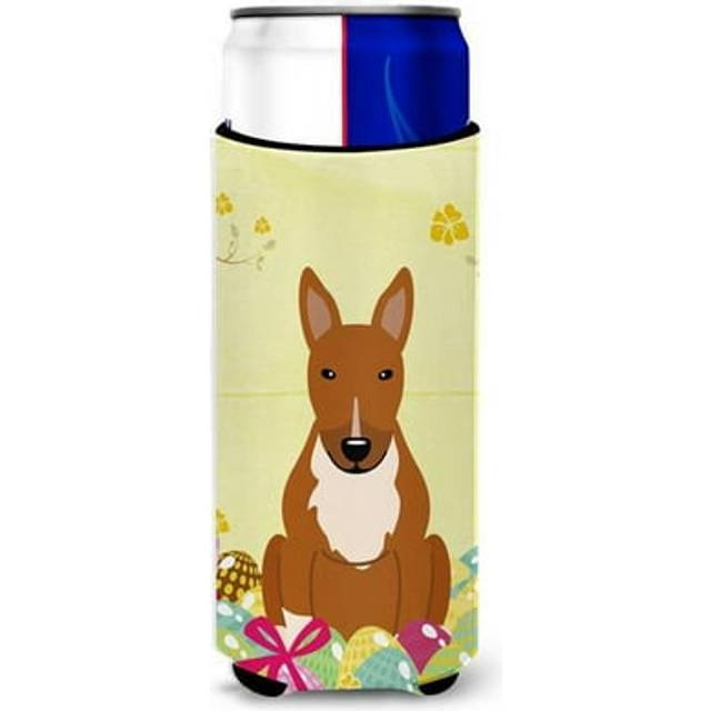 Caroline's Treasures Easter Eggs Bull Terrier Red Michelob Ultra Hugger For Slim Cans  Slim Can  Multicolor