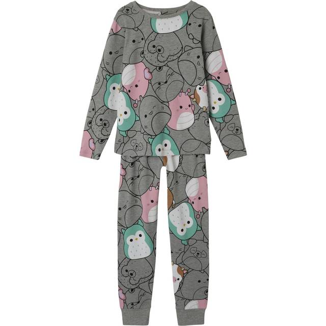 Name It Pyjamas - NkfObia - Grey Melange m. Tryck - Name It - 8 år (128) - Pyjamas 2-delad