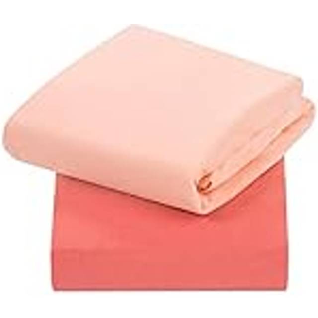 ClevaMama Pack of 2 Jersey Cotton Crib/Cradle Fitted Sheets - Coral (CL)