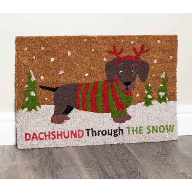 60cm x 40cm Brown Christmas Dachshund Dog Doormat