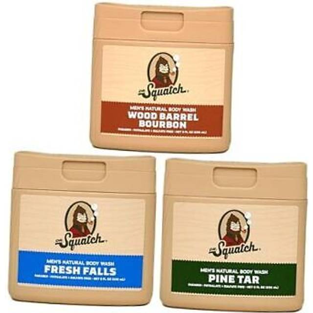 Dr Squatch NEW Natural Body Wash for Men  NonExfoliating  Pine Tar  Wood Barrel Bourbon  Fresh Falls 8 oz 3 Pack