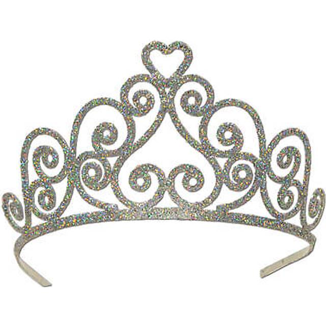 Glittered Tiara (silver) Party Accessory (1 count) (1/Pkg) - Silver