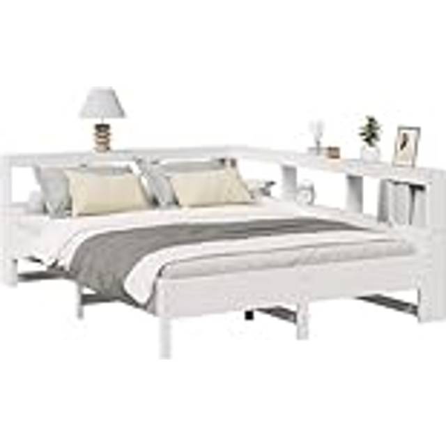vidaXL Bookcase Bed without Mattress White 140x190 cm Solid Wood Pine