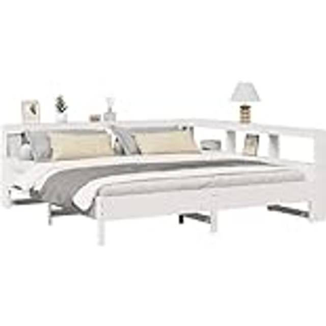 vidaXL Bookcase Bed without Mattress White 200x200 cm Solid Wood Pine