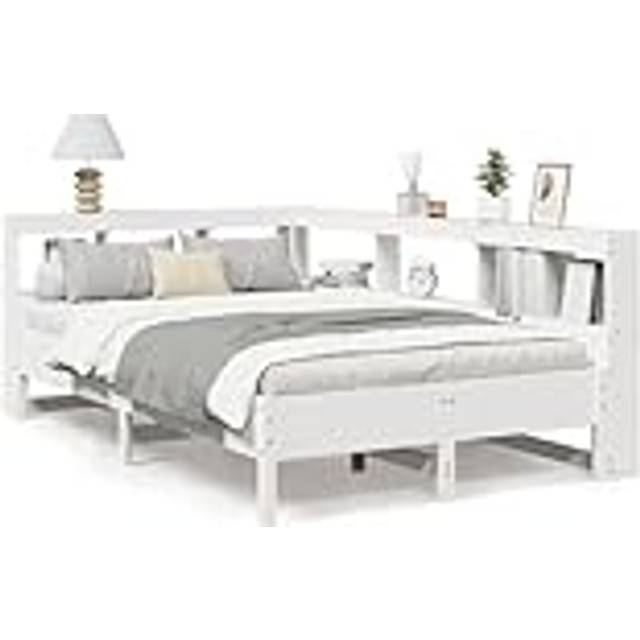 vidaXL Bookcase Bed without Mattress White 120x200 cm Solid Wood Pine